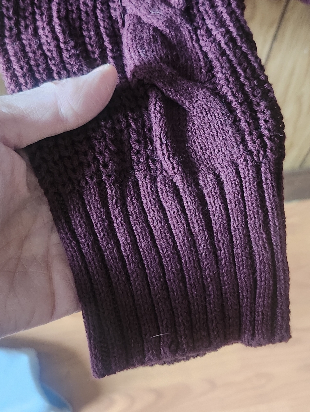 L Love Burgundy Cable Knit Open Front Cardigan 2X/3X Plus Size Contemporary Cozy - Picture 5 of 8